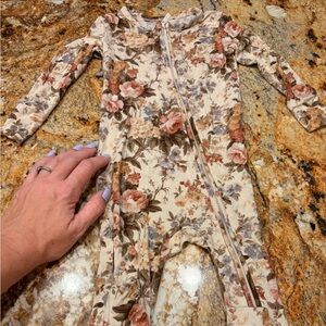 Posh Peanut Cream Floral Long Sleeve footie